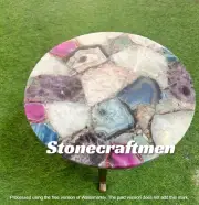 Mix Agate Stone Coffee Table Top, Agate Stone Center Table Top, Home Decor