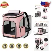 Lightweight Pink Pet Carrier Backpack - Expandable Design for Cats & Small Dogs