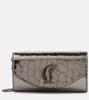 [Christian Louboutin] Christian Louboutin Loubi54 metallic leather wallet on chain One Size silver