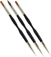 Generic Dual End Nail Brushes, Acrylic Head & Handle, 3 Count, Pointed Tips, Perfect for Home & Salon Use