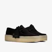 Clarks Womens Wallabee Cup Lace Up Shoes - Black Nubuck NEW