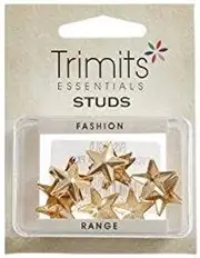 Impex Star Shape Claw Clip On Metal Studs Gold - per pack of 12