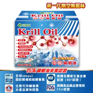 【好朋友】Krill Oil南極磷蝦油新一代劑型無腥味軟膠囊60顆/盒(四項國際認證) (6.7折)