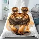 Single/Double/Queen/King Size Bed Doona/Duvet/Quilt Cover Set Linen Lion Brown