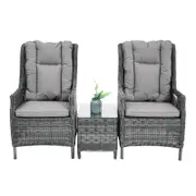 Hawaii 3 Piece Recliner Chat Set - Castle Grey/Grey