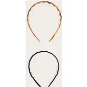 Black And Brown 2 Pack Zig Zag Headband, Black