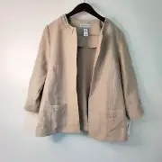 Alfred Dunner Nantucket Women 16P Beige Open Front Rhinestone Dressy Jacket NWT