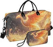 [ZRYSMY] Phoenix Fire Sky Duffel Bag for Traveling, Travel Bag Gym Bag, with Multiple Interior Pockets Shoulder Weekender Bag for Women Men with Toiletry Bag 20.5L x 1.9W x 13.8H, Multi-Colored, one