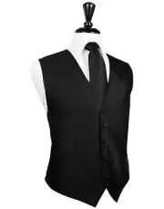Black Luxury Faille Silk Tuxedo Vest and Pre Tied Bow Tie