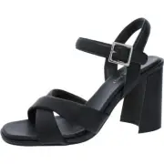 Kenneth Cole Women's Women's LESSIA Wedge Sandal, Black, 6