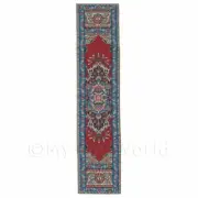 Dolls House Miniature 24cm Turquoise And Red Pattern Hall Runner