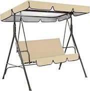 Swing Canopy Replacement with Seat Cover 2Pcs/Set Waterproof Outdoor Swing Canopy UV Protection Oxford Cloth Porch Swing Canopy Replacement, Beige, Outdoor Swing Canopy Replacement