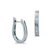 0.2 CT. T.W. Baguette Diamond Hoop Earrings in 10K White Gold