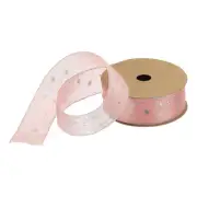 1.5 Inch 20 Yard Star Organza Sheer Ribbon Sparkly Snow Yarn Ribbon Cream White