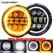 For MG MGB 1969-1981 Pair 7" Round LED Headlights Black Hi-Lo Beam DOT Approved