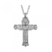 Sterling Silver Claddagh Cross Pendant Funeral Cremation Urn w/necklace