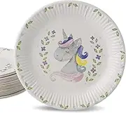 GREENBOX 8 x Paper Plates Children's Birthday Unicorn 23 cm Pink - Party Tableware Plastic-Free - Disposable Tableware Unicorn Decoration Children's Birthday Party