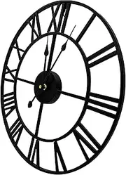 Garden Clock Weatherproof Outdoor Large Retro Roman Numbers Outdoor Clock Garden Open Face Wrought Iron Outdoor Garden Clocks Indoor Outdoor Decoration Wall Clock Mute Quartz Wall