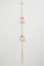 Beige Double Macrame Plant Pot Hanger
