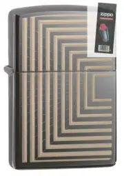 Zippo 49071 Boxed Lines Design Black Ice Laser Fancy Fill Lighter + FLINT PACK