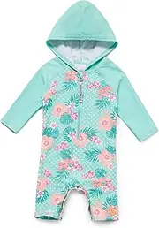 [ADAVERANO] Baby Girls' Sunsuit/Swimsuit in One Piece UV50+ Zip with Hood Swimwear