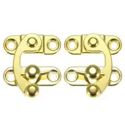 Antique Right and Left Latch Hook Hasp Swing Arm Latch Gold Tone 2 Set