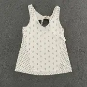 Old Navy Top Womens XS White Floral Sleeveless Tie Lightweight Rayon Casual Mom