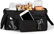 Universal Pram Organiser Bag with Insulated Coffee Cup Holders & Phone Storage,