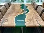 Glossy Epoxy Table Top Resin Table Walnut Custom Order Dinning Table