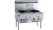 B+S Black Two Hole Deluxe Waterless Wok Table LPG