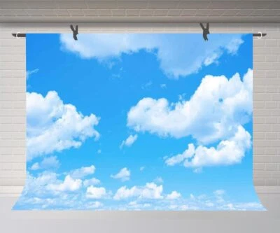 10x7ft Blue Sky White Clouds Photography Backdrop Studio Photo Props Party De...
