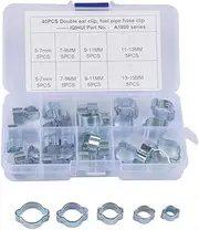 40pcs Stainless Steel Double Ear Crimp O Clips Hose Clamps