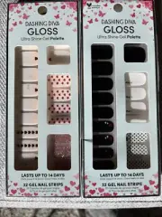 NEW Dashing Diva Gloss Gel Manicure Set Of 2 Valentines Day Nail Stickers Strips