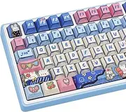 COOMICKEY 149 Key PBT Keycap Set Cherry Profile Dye-Sublimation Cute Keycaps with Denim Bunny Design for 61/87/104/108/84/64/98/96 Mechanical Keyboard