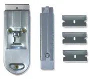 Glass Paint Safety Scraper Carton Box Cutter Knife 4 Single Edge Razor Blades
