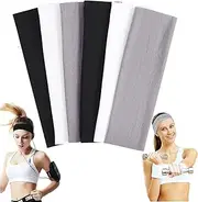 [Eokeanon] Mixed Colors Yoga Sports Headbands for Women Stretchy Cotton Non Slip Elastic Sweat Hairbands Soft Fabric Sport Hair Bands Hairwarp Workout Yoga Running Sport Exercise Gym