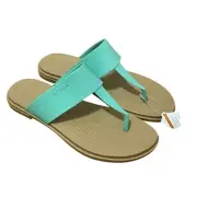 Crocs Tulum Teal Tan Flip Flops Beach Summer Travel Sandals Slip On Sz 10 NWT