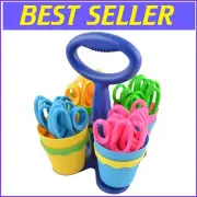 Colorful Scissor Caddy with 5-Inch Kids Safety Scissors - Left & Right-Friendly
