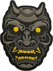 [ReallyNeatStuff] Patch Hannya Mask Monster Samurai Morale Tactical Hook & Loop 3D PVC Black Gold 3.5" x 3"
