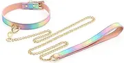 BDSM Necklace Rainbow Colors Collar SM Adjustable Collars with Gold Chains, Flirt Restraints Bondage Collar Sex Toy BDSM Collar Erotic Collar for Women Men