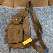 Genuine Leather Sling Backpack for Men Women Crossbody Shoulder Chest Bag Day...