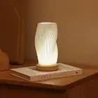 Bedside Lamp with Wood Base, 3 Brightness Modes Button Control Table Lamp, Vase