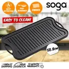 SOGA 50.8cm Cast Iron Ridged Griddle Hot Plate Grill Fry Pan BBQ Camp Stovetop