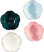 Amosfun 4Pcs Ceramic Sauce Dish Multi Functional Relish Plates for Soy Sauce Dipping and Condiments Kitchen Supply
