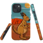 For iPhone 15 Plus Case, Shielding Cover, Kangaroo Illustration