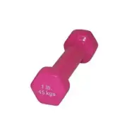 Fabrication Enterprises 10-0550-1 1 lbs Vinyl-Coated Iron Dumbbell Pink
