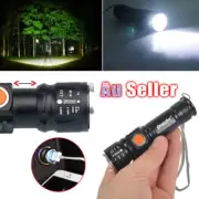 100000LM Built Flashlight Battery Torch Zoom USB rechargeable Tactical
