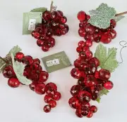 VTG NOS Acrylic Grape Cluster Xmas Ornament Lucite Faceted Cannon Falls