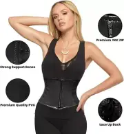 Underbust Cincher Corset Women Patent Leather Steampunk Steel Boned Zip-Up Belt