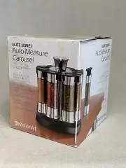NEW KITCHENART AUTO-MEASURE CAROUSEL CHROME SPICE RACK 8 BOTTLES ROTATING